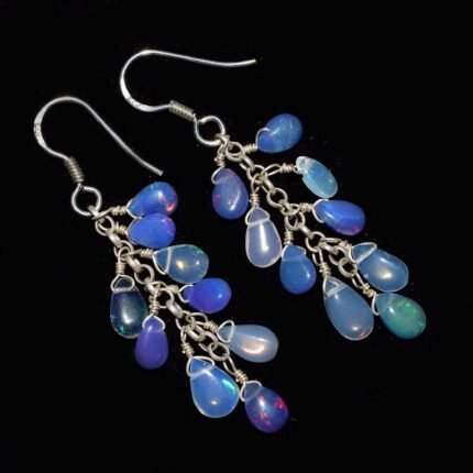 925 Sterling Silver Ethiopian Opal Earrings