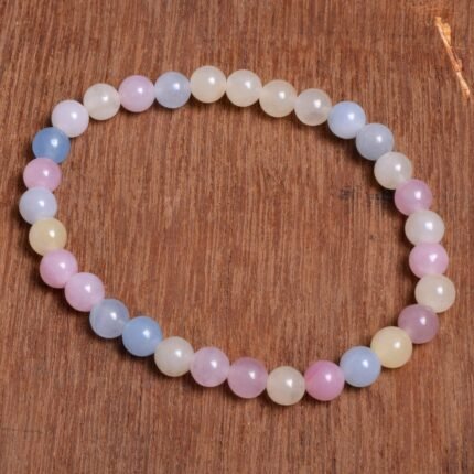 Morganite Aquamarine Quartz Round Bracelet