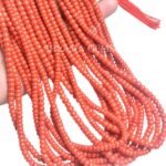 Natural Italian Coral Smooth Rondelle Beads