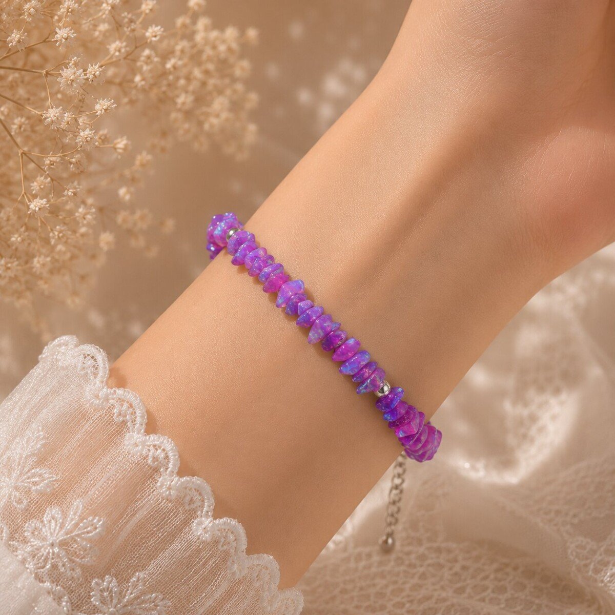 Lavender Ethiopian Opal Uncut Raw Bracelet (2) Lavender Ethiopian Opal Uncut Raw Bracelet