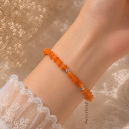 Orange Ethiopian Opal Chips Raw Stone Bracelet