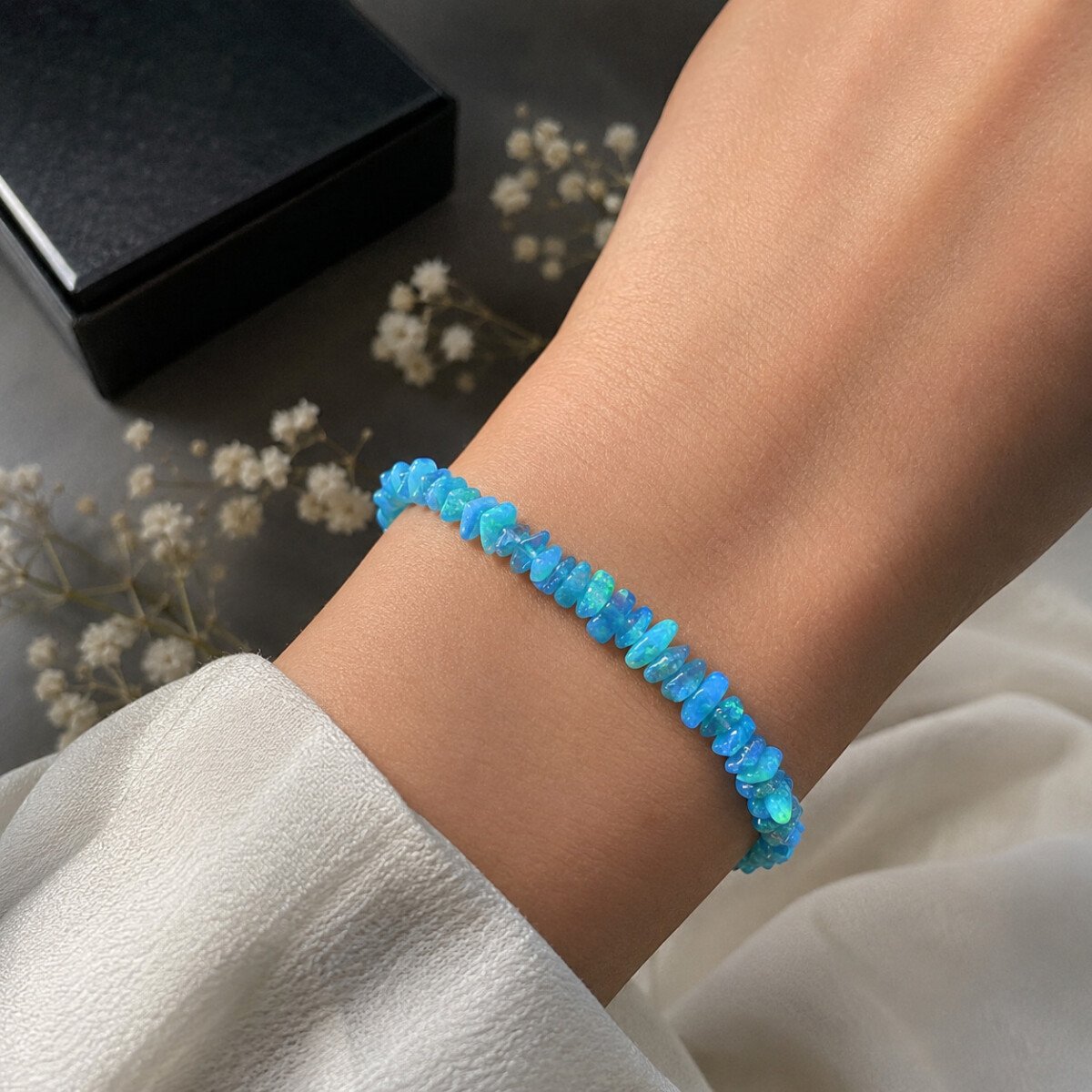 Paraiba Opal Chip Uncut Bracelet Paraiba Opal Chip Uncut Bracelet