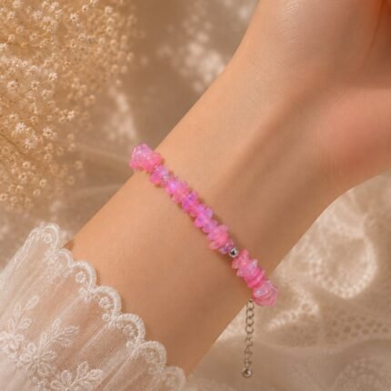 Pink Ethiopian Opal Chip Uncut Bracelet