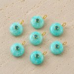 Amazonite Round Inlay Loose Gemstone Pendant 15mm