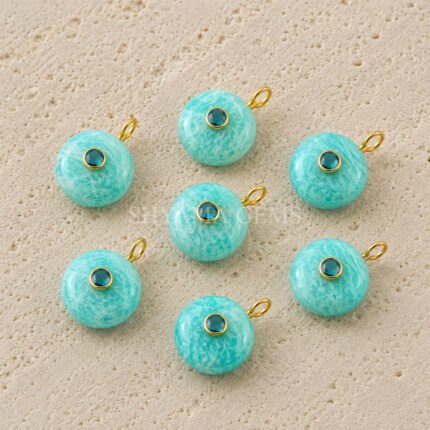Amazonite Round Inlay Loose Gemstone Pendant 15mm