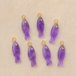 Amethyst Fish Inlay Pendant 25x8mm