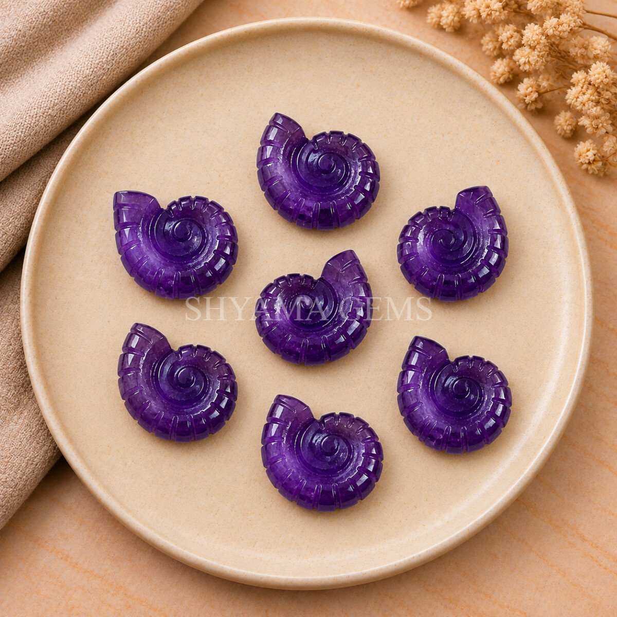 Amethyst Shell Snail Nautilus Carved 20mm Gemstone Amethyst Shell Snail Nautilus Carved 20mm Gemstone