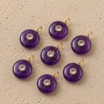Amethyst Round Inlay Loose Gemstone Pendant 15mm