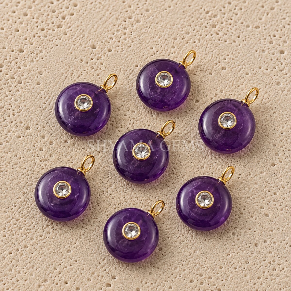 Amethyst Round Inlay Loose Gemstone Pendant 15mmAmethyst Round Inlay Loose Gemstone Pendant 15mm Amethyst Round Inlay Loose Gemstone Pendant 15mm
