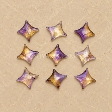 Ametrine Carved Ninja Star Loose Gemstone 12mm