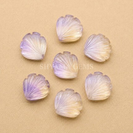 Ametrine Shell Carved Loose Gemstone 12mm
