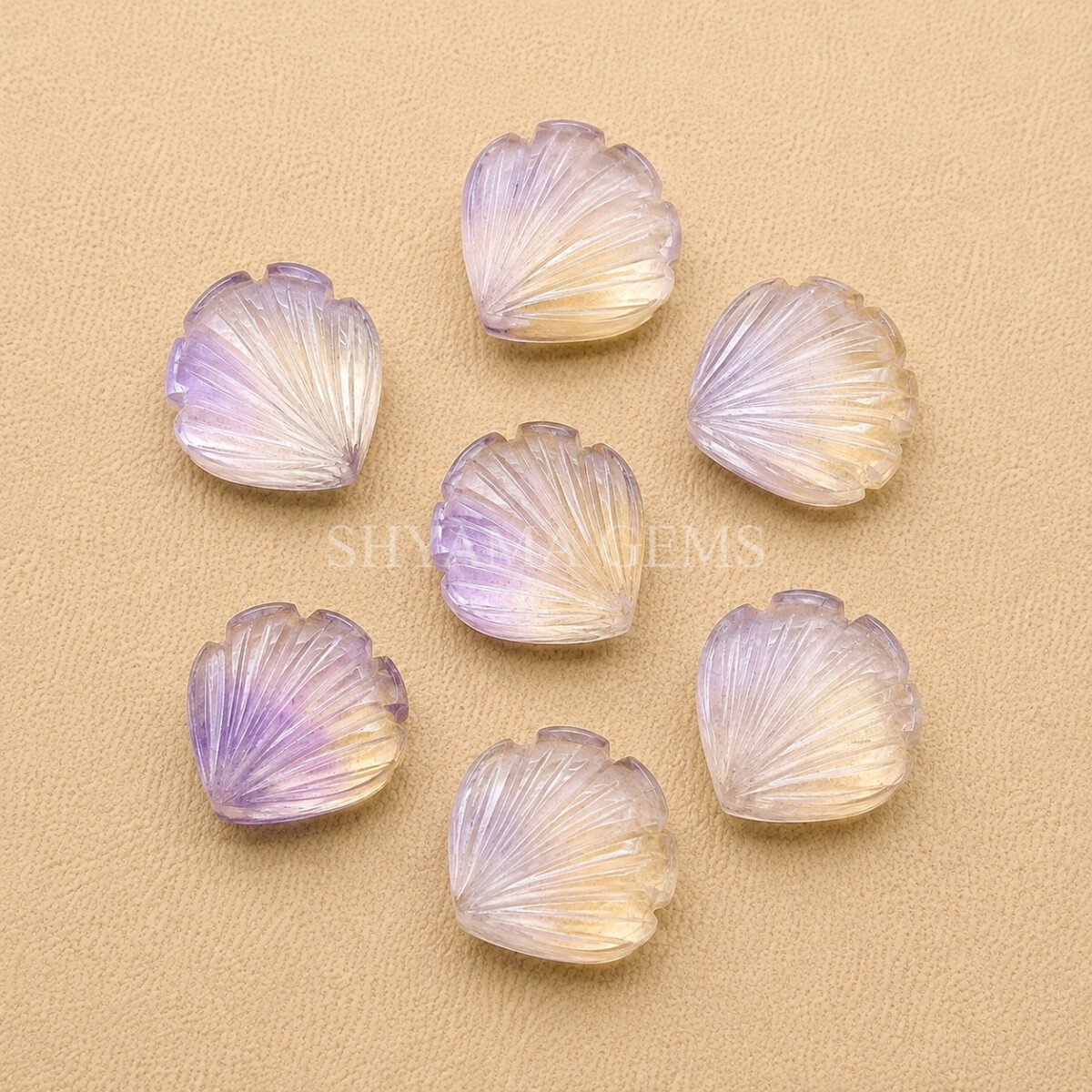 Ametrine Shell Carved Loose Gemstone 12mm Ametrine Shell Carved Loose Gemstone 12mm