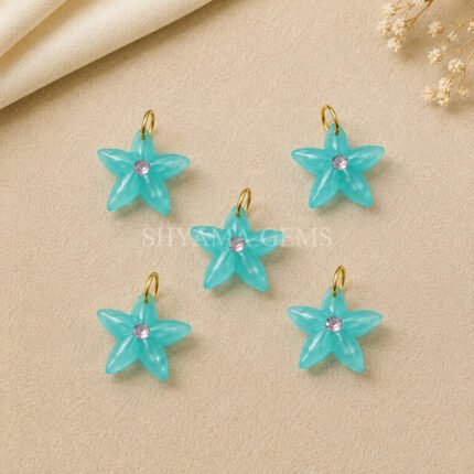 Aqua Blue Chalcedony Starfish Carved 15mm Pendant