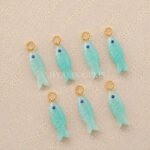 Aqua Blue Chalcedony Fish Inlay Pendant 25x8mm