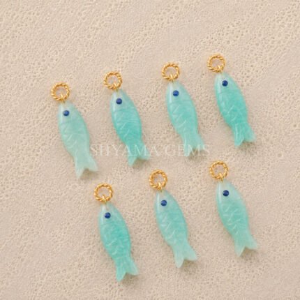 Aqua Blue Chalcedony Fish Inlay Pendant 25x8mm