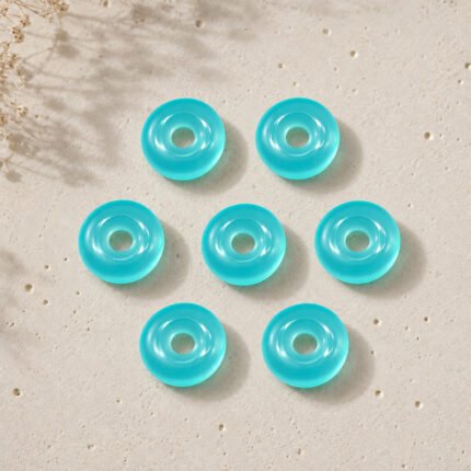 Aqua Chalcedony Donut Gemstone 15mm