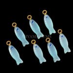 Aqua Blue Chalcedony Fish Inlay Pendant 25x8mm