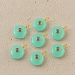 Aqua Chalcedony Round Inlay Pendant 15mm