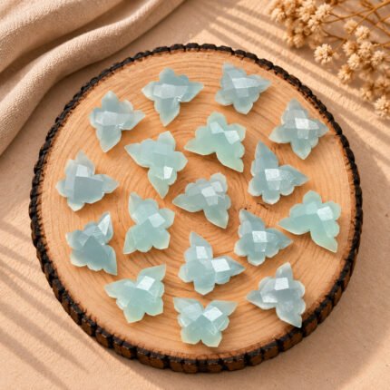 Aqua Blue Chalcedony Faceted Butterfly Shape Loose Gemstone 14x10mm