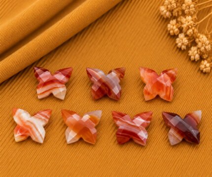 Banded Agate Faceted Butterfly Shape Loose Gemstone 14x10mm