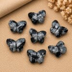 Black Jasper Hand Carved Butterfly Gemstone 13mm