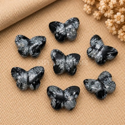 Black Jasper Hand Carved Butterfly Gemstone 13mm