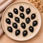 Black Onyx Leaf Inlay Pendant 14x10mm