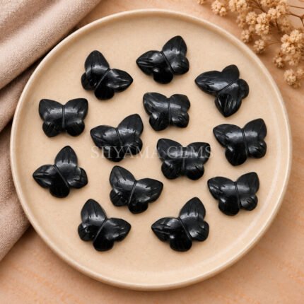 Black Onyx Hand Carved Butterfly Gemstone 13mm