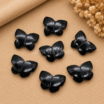 Black Onyx Hand Carved Butterfly Gemstone 13mm