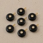 Black Onyx Round Inlay Pendant 15mm