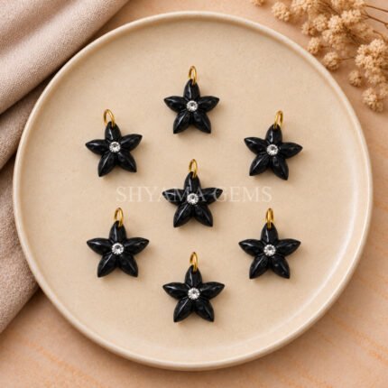 Black Onyx Starfish Carved 15mm Pendant