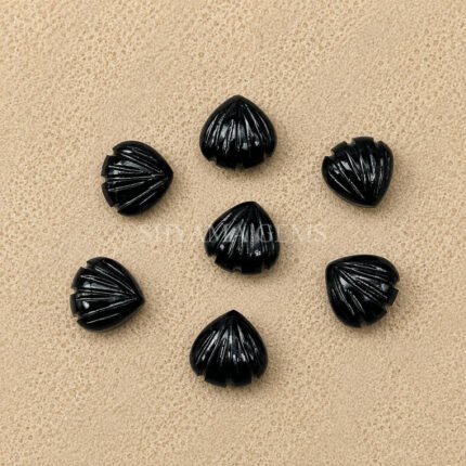Black Onyx Shell Carved Loose Gemstone 12mm