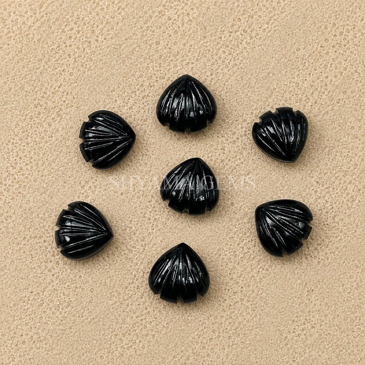 Black Onyx Shell Carved Loose Gemstone 12mm Black Onyx Shell Carved Loose Gemstone 12mm