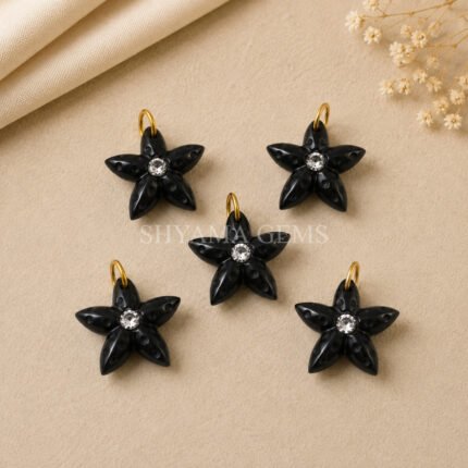 Black Onyx Starfish Carved 15mm Pendant