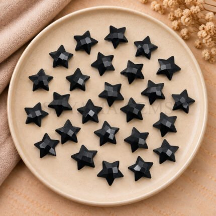 Black Onyx Star Faceted Loose Gemstone 10mm