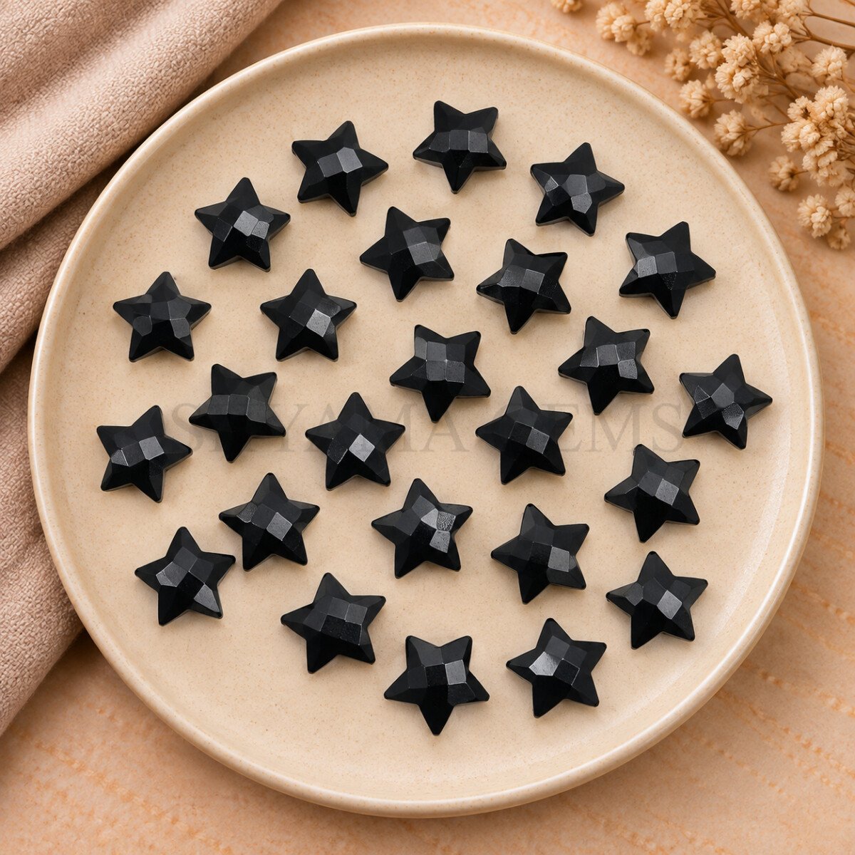 Black Onyx Star Faceted Loose Gemstone 10mm Black Onyx Star Faceted Loose Gemstone 10mm