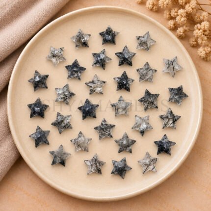 Black Rutile Star Faceted Loose Gemstone 10mm