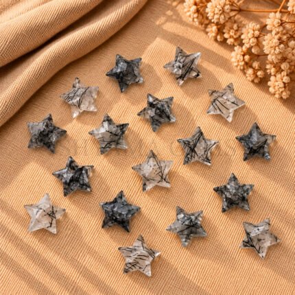 Black Rutile Star Faceted Loose Gemstone 10mm