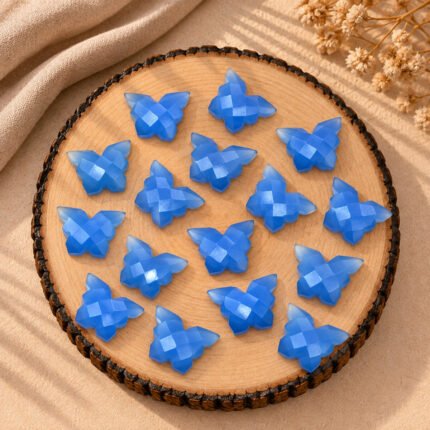 Blue Chalcedony Faceted Butterfly Shape Loose Gemstone 14x10mm