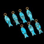 Blue Copper Turquoise Fish Inlay Pendant 25x8mm