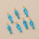 Blue Copper Turquoise Fish Inlay Pendant 25x8mm