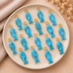Blue Copper Turquoise Fish Inlay Pendant 25x8mm