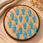 Blue Copper Turquoise Fish Inlay Pendant 25x8mm
