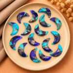 Blue Mohave Turquoise Faceted Moon Gemstone 17mm