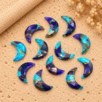 Blue Mohave Turquoise Faceted Moon Gemstone 17mm