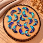 Blue Mohave Turquoise Faceted Moon Gemstone 17mm