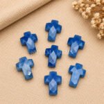 Dark Blue Opal Faceted Cross Shape Loose Gemstone 15x10mm