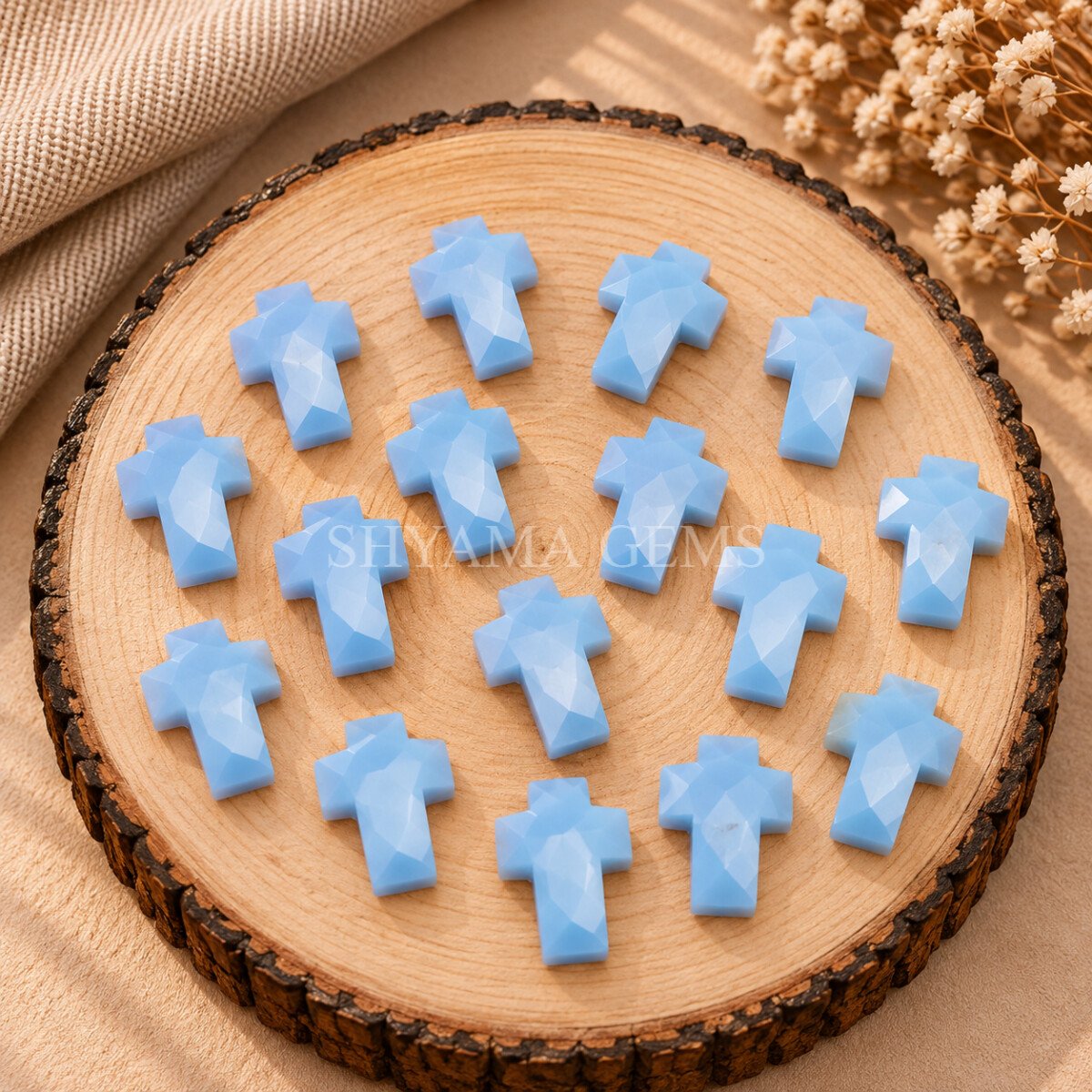 Light Blue Opal Faceted Cross Shape Loose Gemstone 15x10mm Light Blue Opal Faceted Cross Shape Loose Gemstone 15x10mm