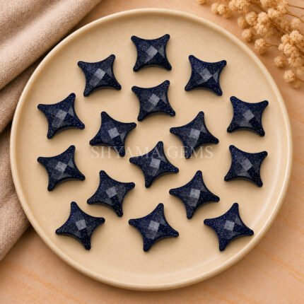 Black Sunstone Carved Ninja Star Loose Gemstone 15mm