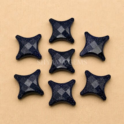 Black Sunstone Carved Ninja Star Loose Gemstone 12mm